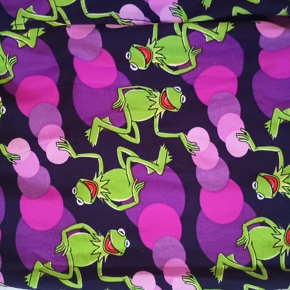 Lularoe Purple Green Kermit The Frog Leggings OS - Picture 2 of 7